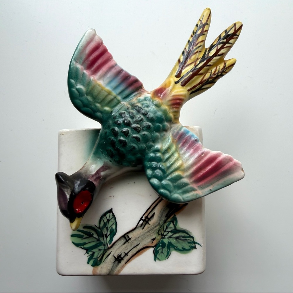 VTG pheasant planter vase Japan 1940s - 70s